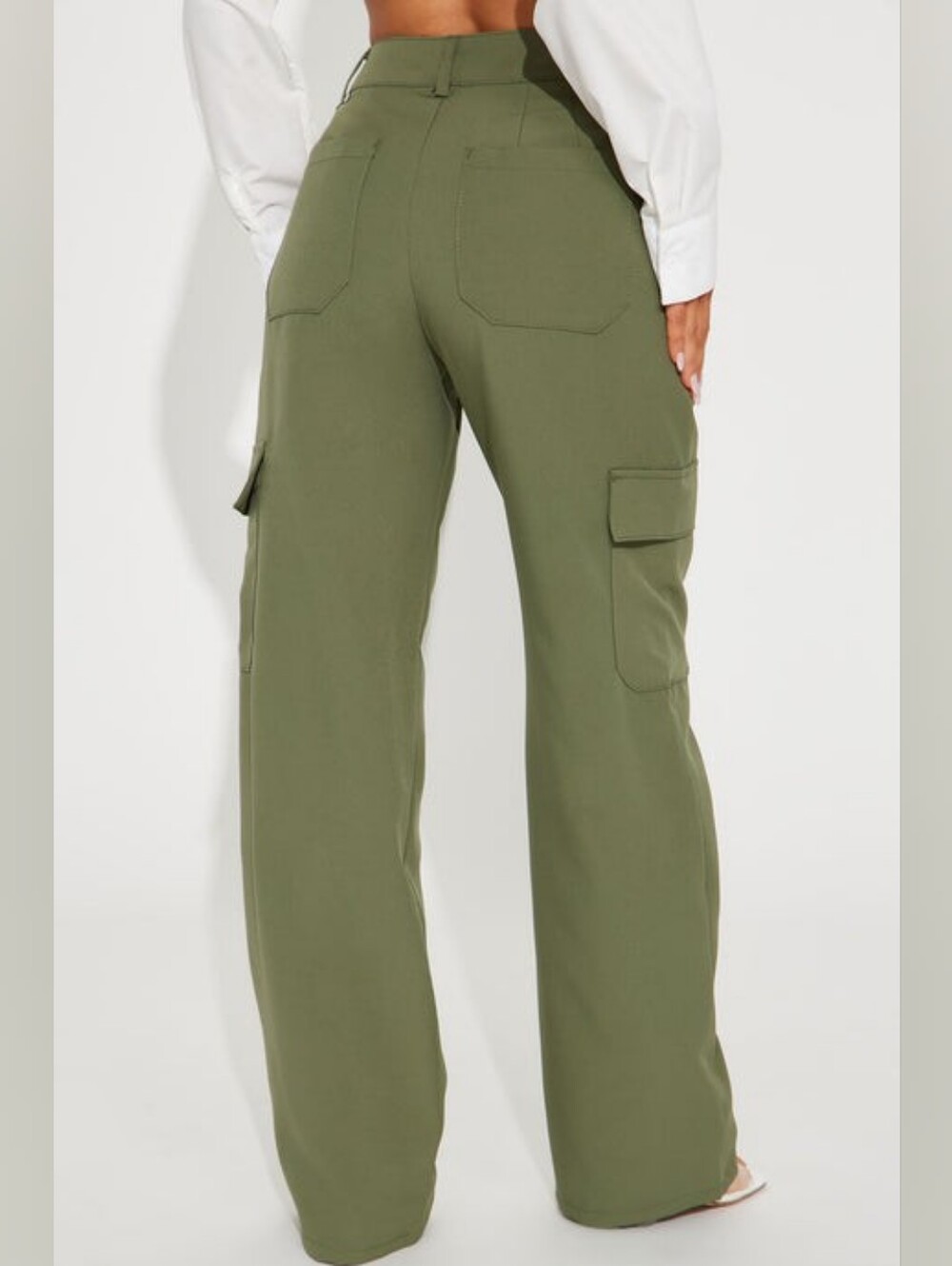 Fashion Nova Olive Wide-Leg Cargo Pants - Picture 2 of 4